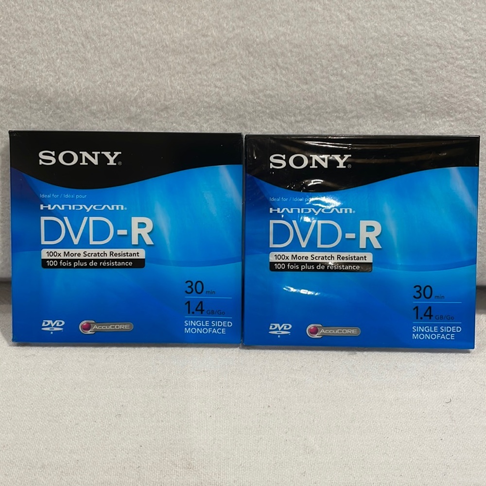 Sony Handycam DVD-R Single Sided Monoface New Sealed! (X2)